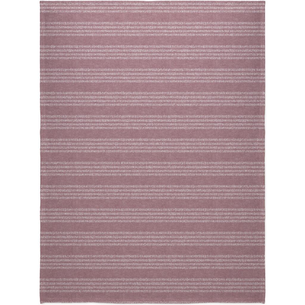 Farmhouse Stitch Stripes on Mauve Blanket, Fleece, 60x80, Purple, Purple