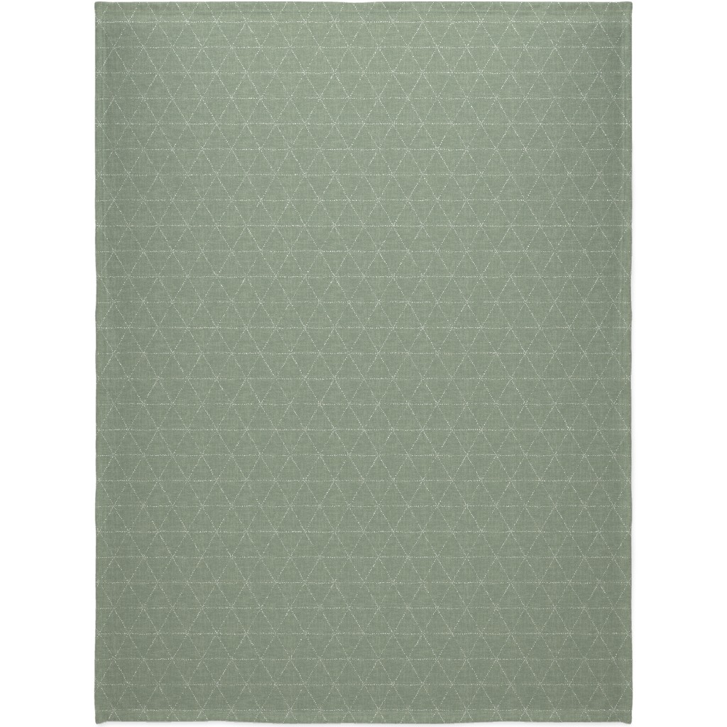 Boho Triangles - Sage Blanket, Fleece, 60x80, Green