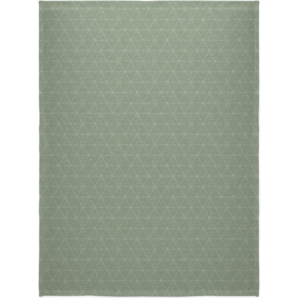 Boho Triangles - Sage Blanket, Fleece, 60x80, Green, Classic Green