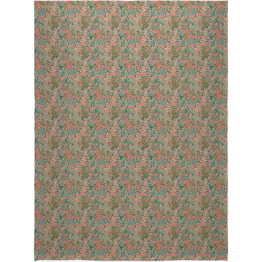 Bengal Kuma Floral - Multi Blanket, Fleece, 60x80, Green