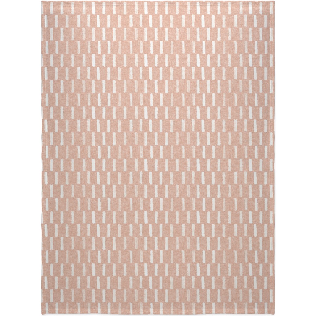 Boho Dash Block Print - Dusty Pink Blanket, Fleece, 60x80, Pink, Bright Pink