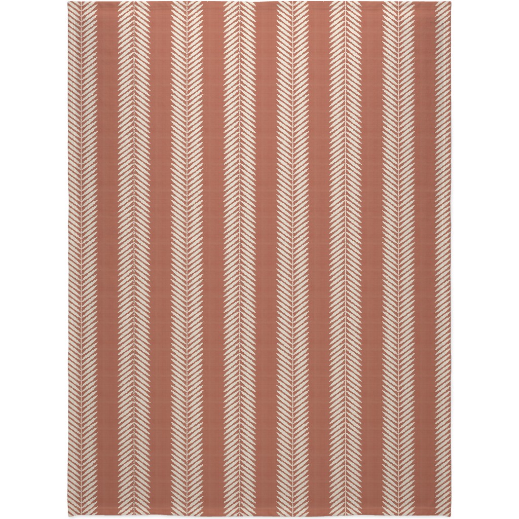 Laurel Leaf Stripe - Clay & Cream Blanket, Fleece, 60x80, Orange