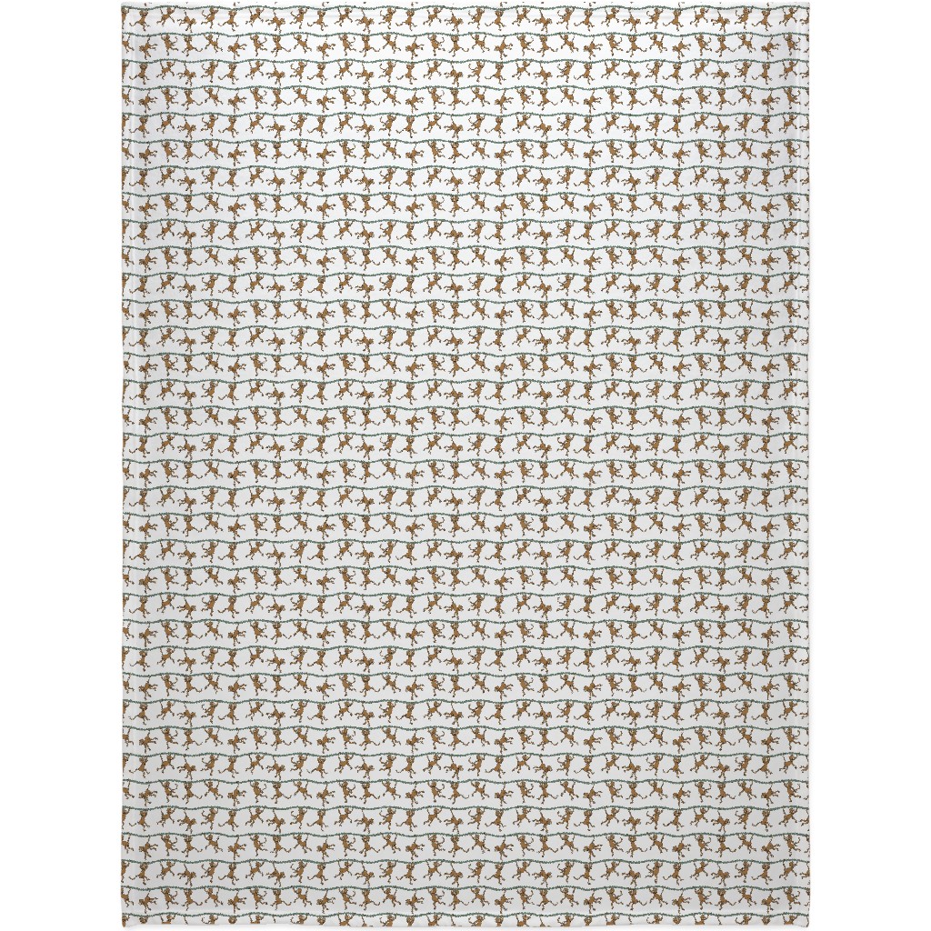 Swinging Monkeys Blanket, Fleece, 60x80, White, White