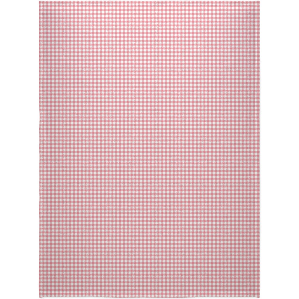 Simple Gingham Blanket, Fleece, 60x80, Pink, Ballet Slipper