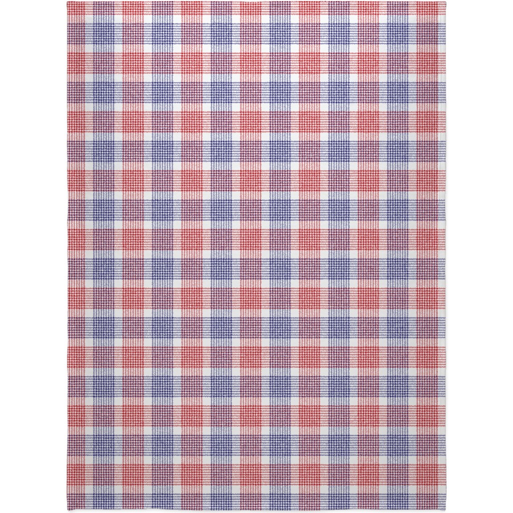 Plaid - Red, White and Blue Blanket, Fleece, 60x80, Multicolor