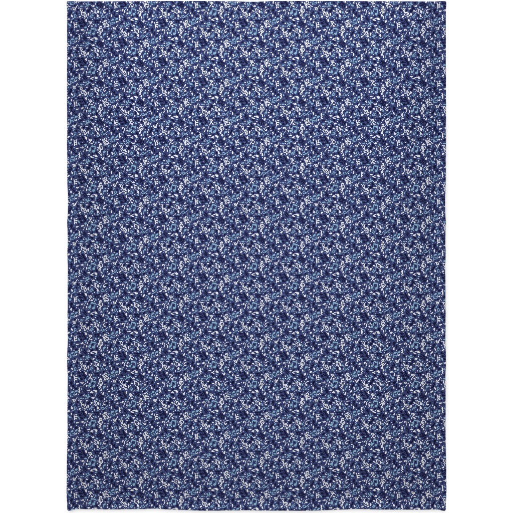 Music Notes and the Blues Blanket, Fleece, 60x80, Blue, True Blue