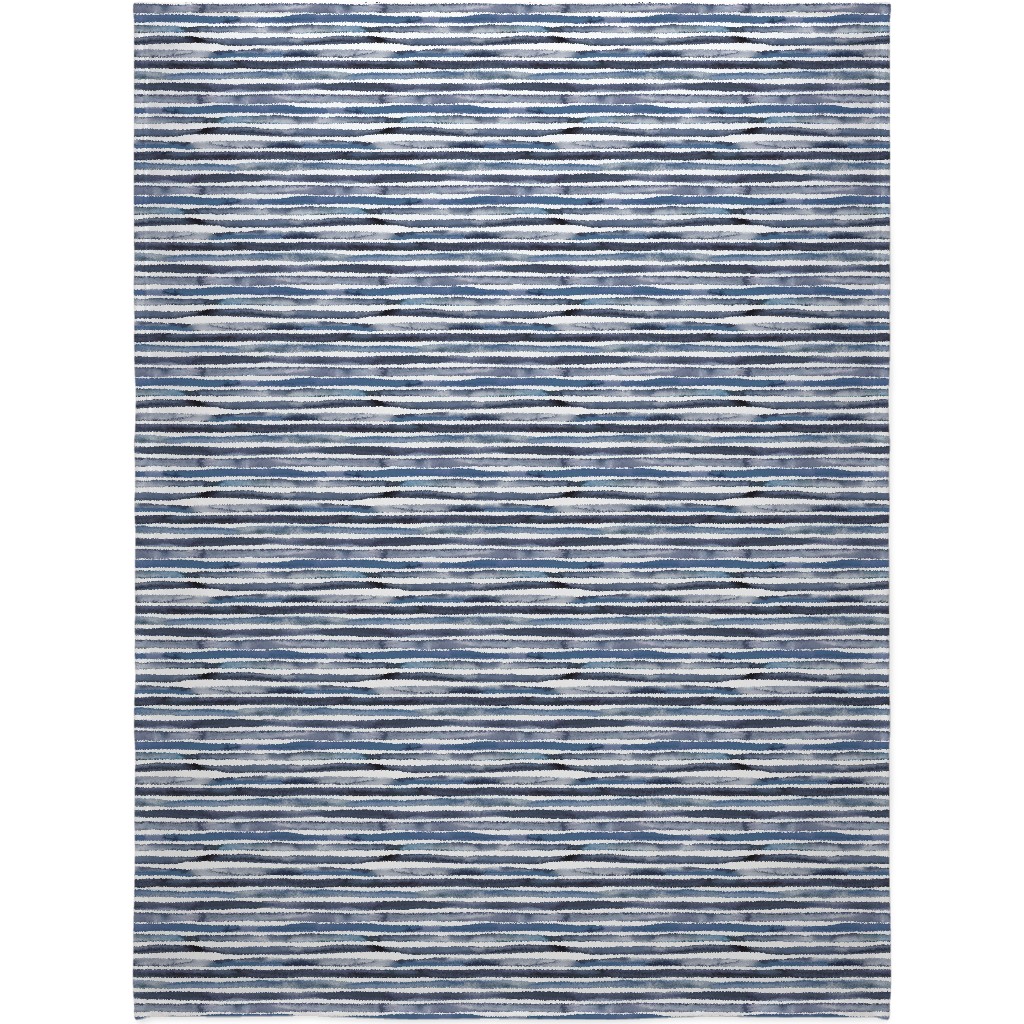 Watercolor Stripes - Blue Blanket, Fleece, 60x80, Blue, True Blue