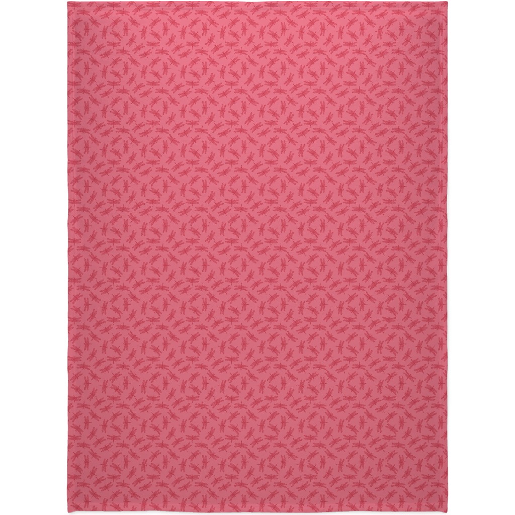 Vintage Dragonfly - Pink Blanket, Fleece, 60x80, Pink, Bright Pink
