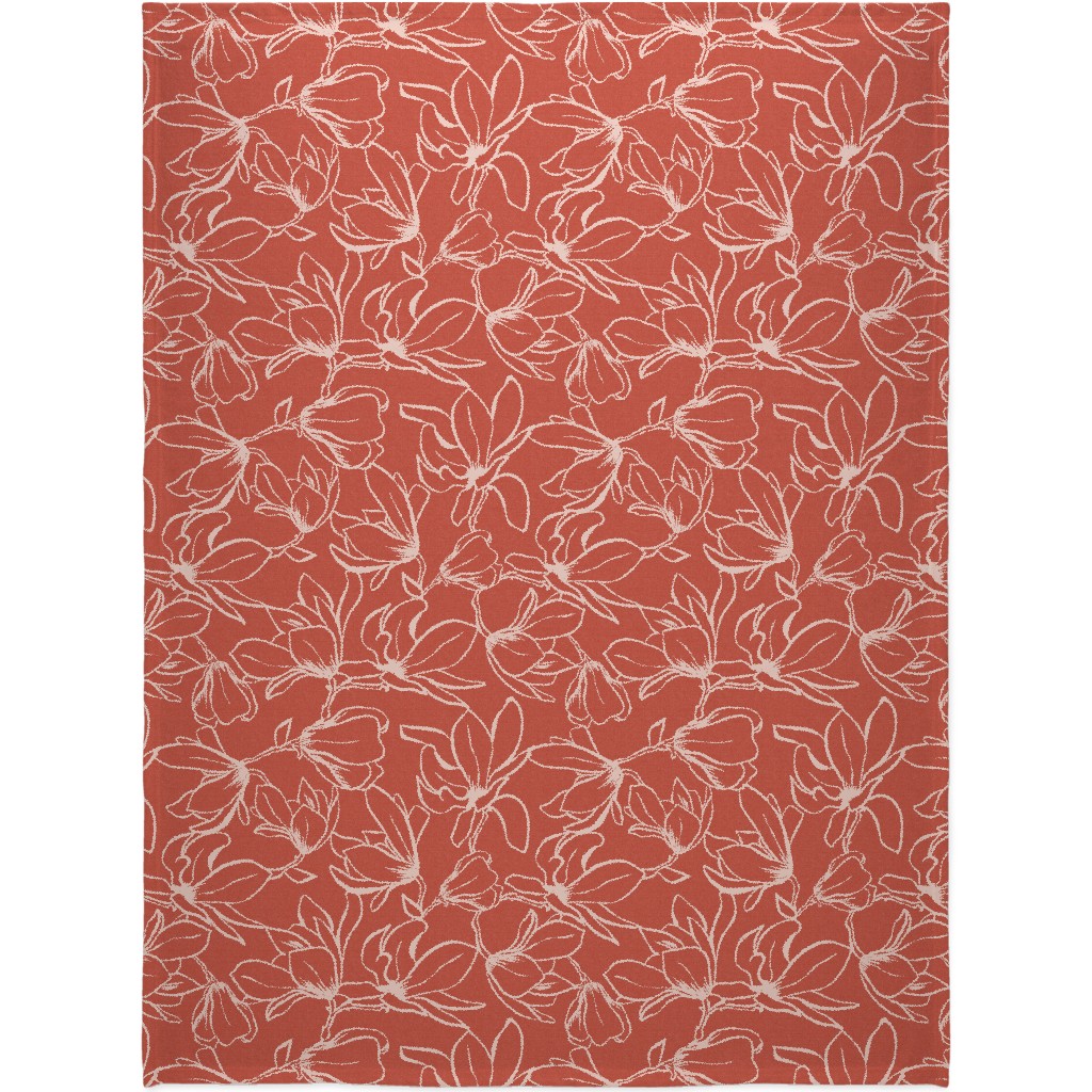 Magnolia Garden Blanket, Fleece, 60x80, Red, Fawn