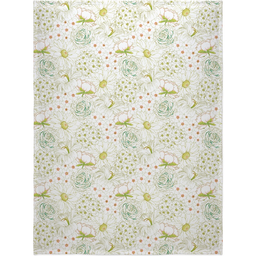 Big Blooms Blanket, Fleece, 60x80, Green