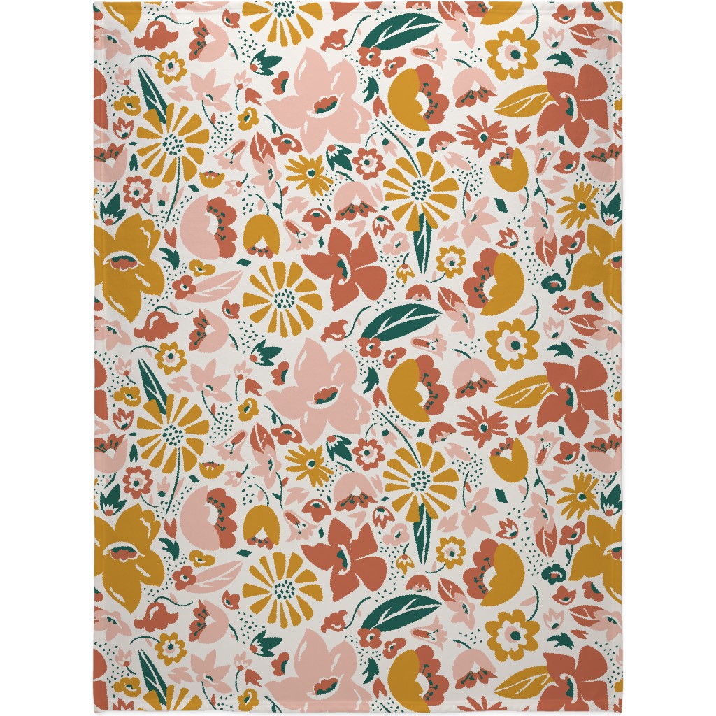 Betty Modern Floral - Pink Blanket, Fleece, 60x80, Multicolor