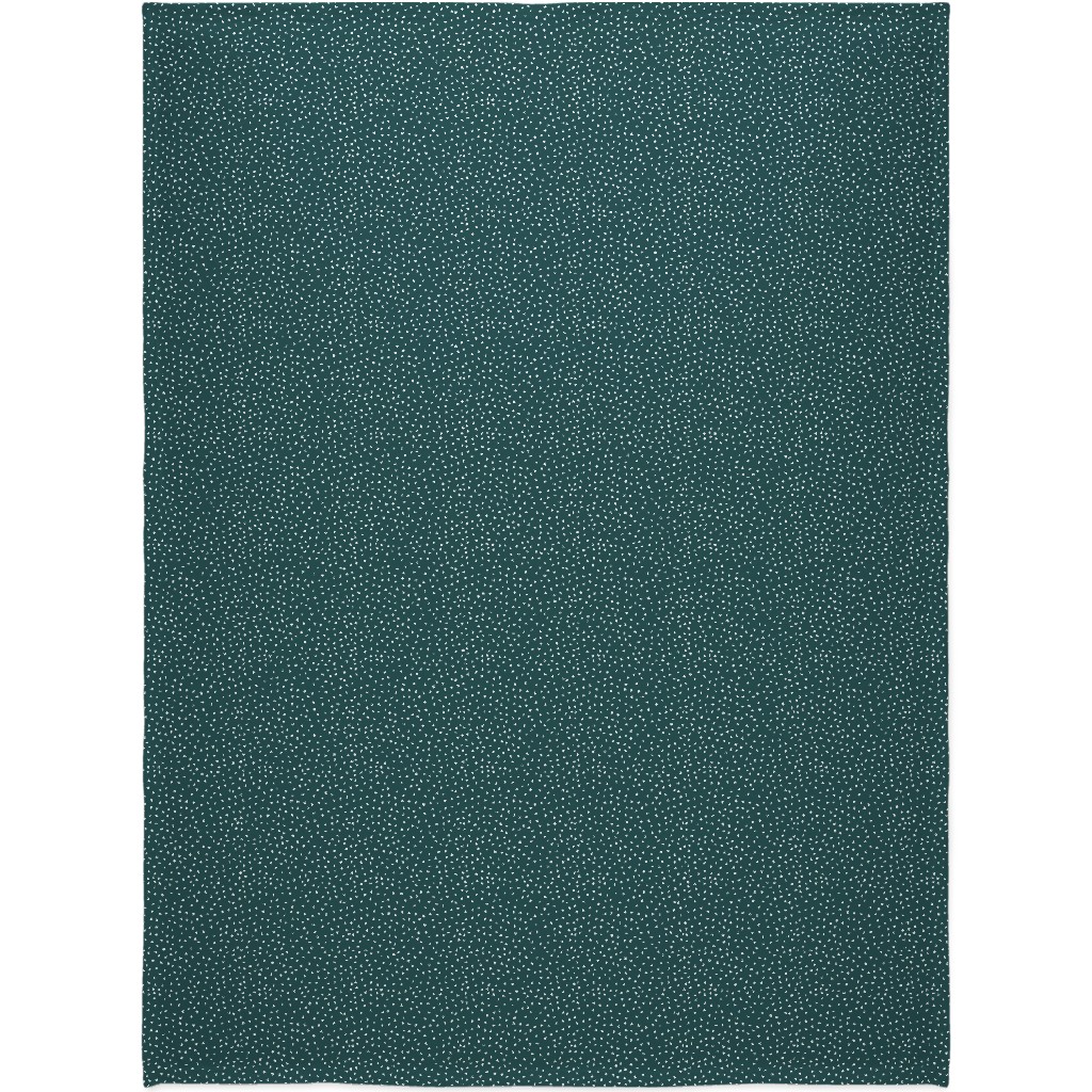 Dots - White on Emerald Blanket, Fleece, 60x80, Green