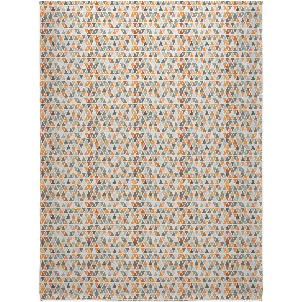 Triangles - Grey and Orange Blanket, Fleece, 60x80, Multicolor