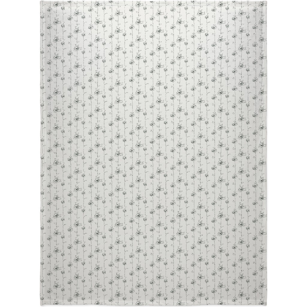 One Line Floral - Light Blanket, Fleece, 60x80, White