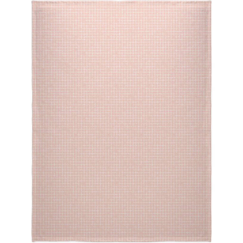 Minimalist Distorted Grid Blanket, Fleece, 60x80, Pink