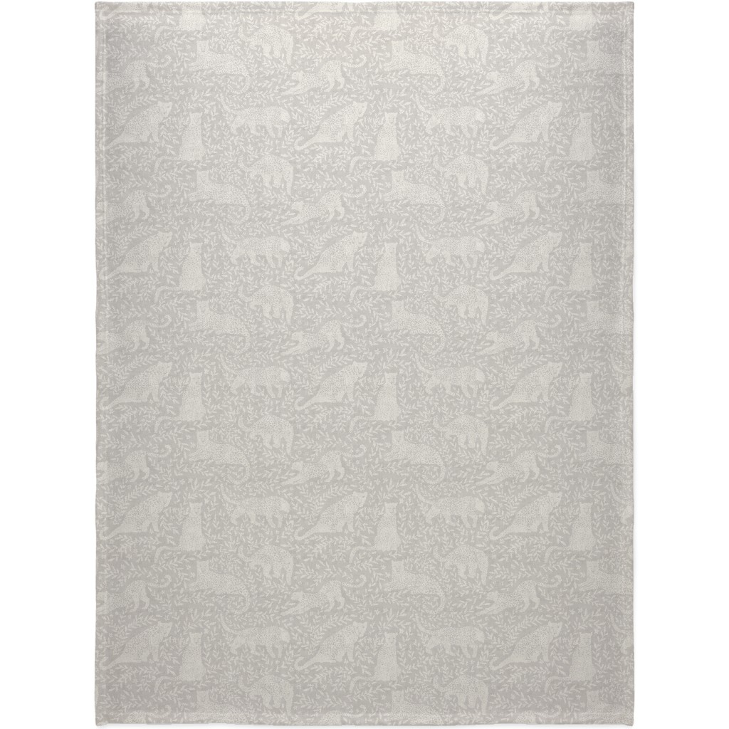 Jungle Cat Blanket, Fleece, 60x80, Beige, Silver Lining