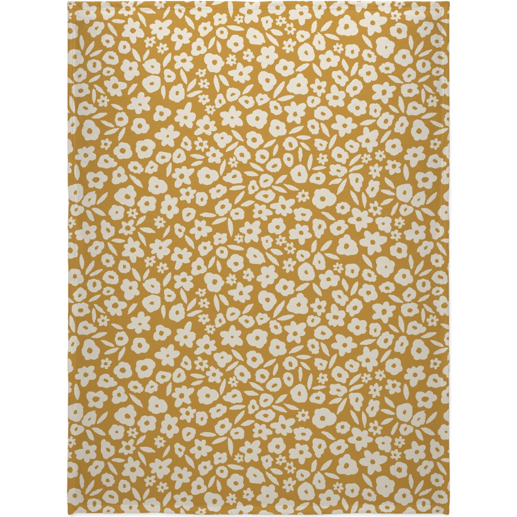 Flower Field - Mustard Blanket, Fleece, 60x80, Yellow, Classic Yellow