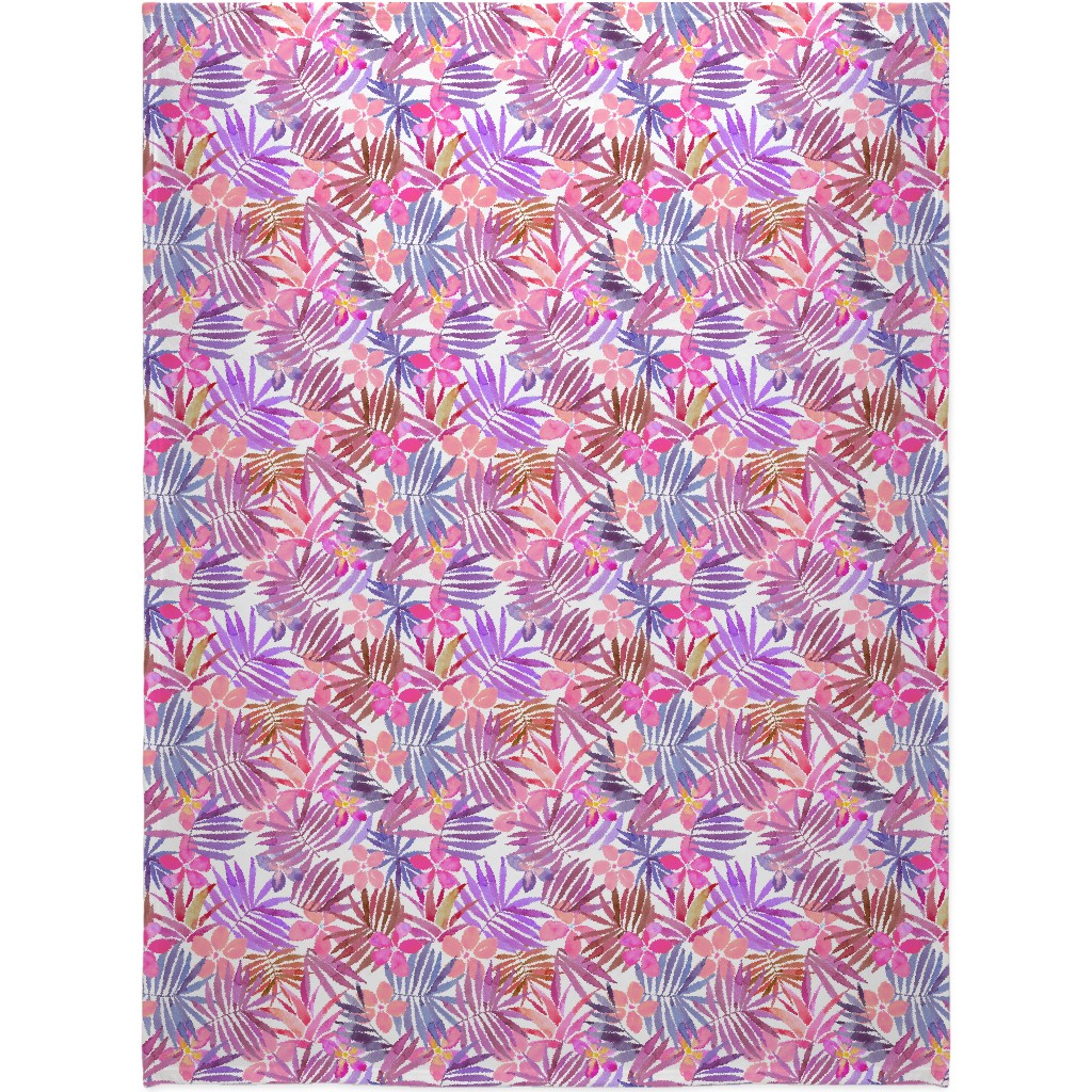 Watercolor Tropical Vibes Blanket, Fleece, 60x80, Pink