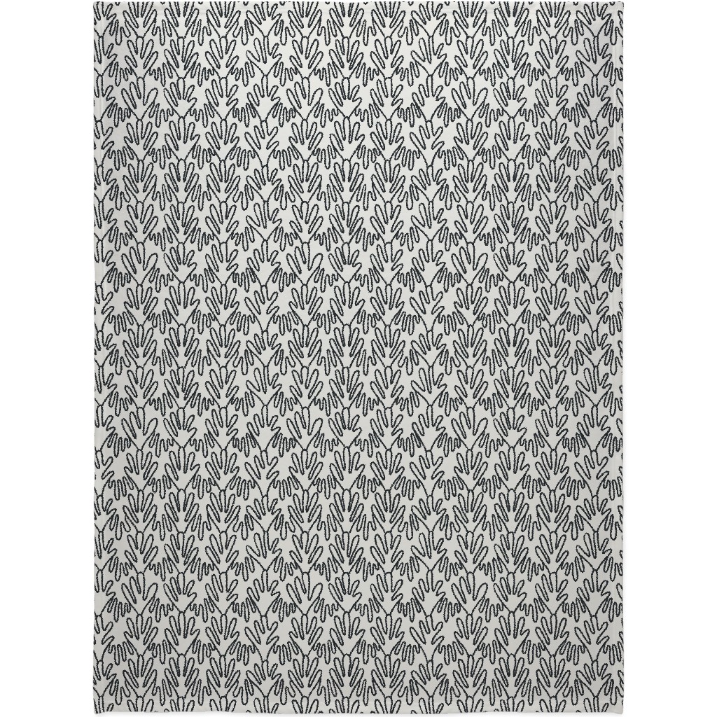Wavy Lines - Black on White Blanket, Fleece, 60x80, White