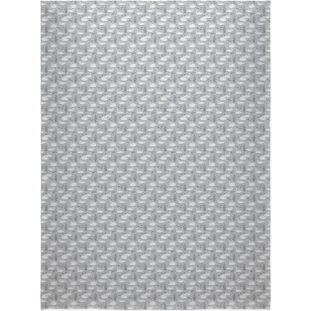 Summer Swans Blanket, Fleece, 60x80, Gray, Fog