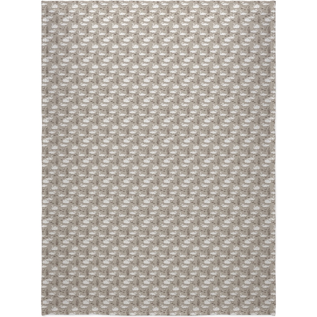 Summer Swans Blanket, Fleece, 60x80, Beige, Stone