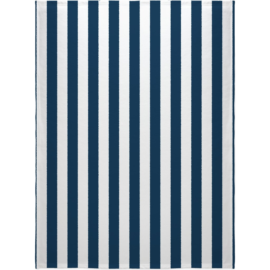 Cabana Stripe - Navy and White Blanket, Fleece, 60x80, Blue