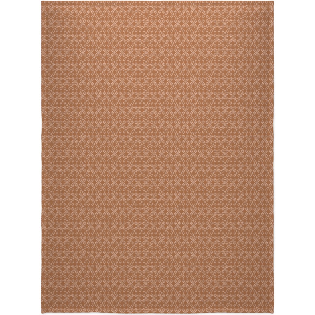 Boho Fair Isle - Rust Blanket, Fleece, 60x80, Orange, Orange