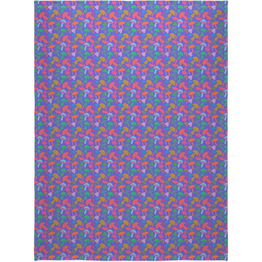 Mushroom Tossed - Bold Blanket, Fleece, 60x80, Purple, Purple