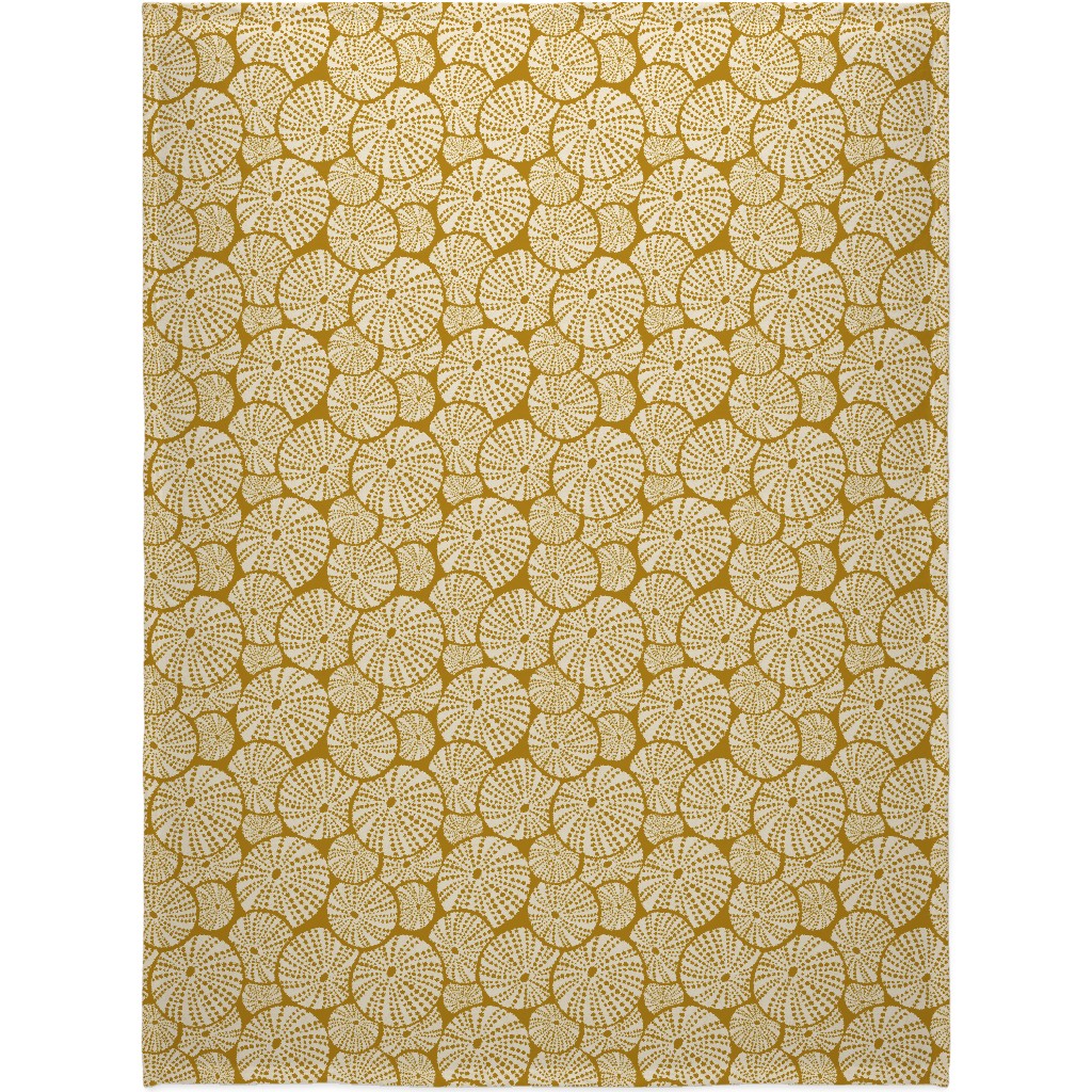 Bed of Nautical Sea Urchins - Ivory on Golden Yellow Blanket, Fleece, 60x80, Yellow, Classic Yellow