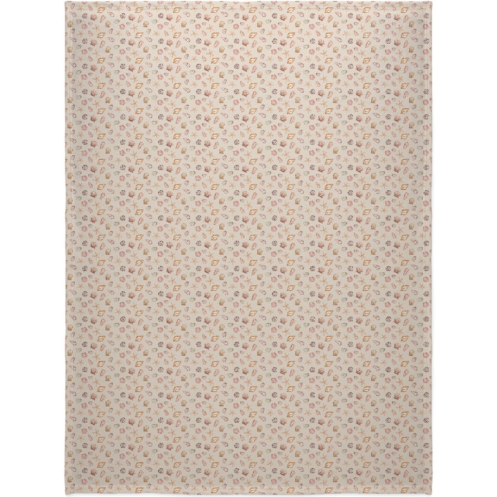 Painted Summer Beach Seashells Blanket, Fleece, 60x80, Multicolor