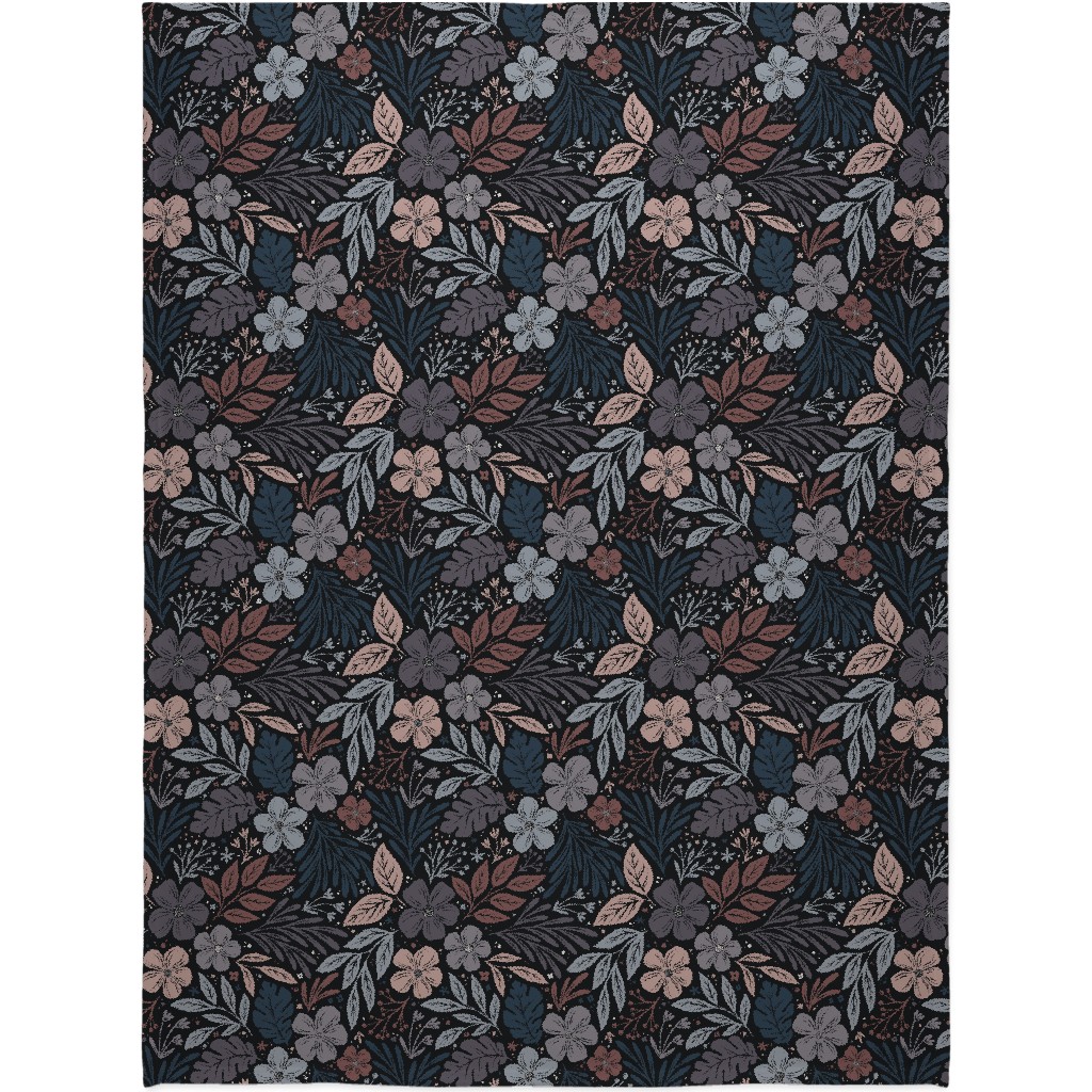 Dark and Moody Floral Blanket, Fleece, 60x80, Multicolor