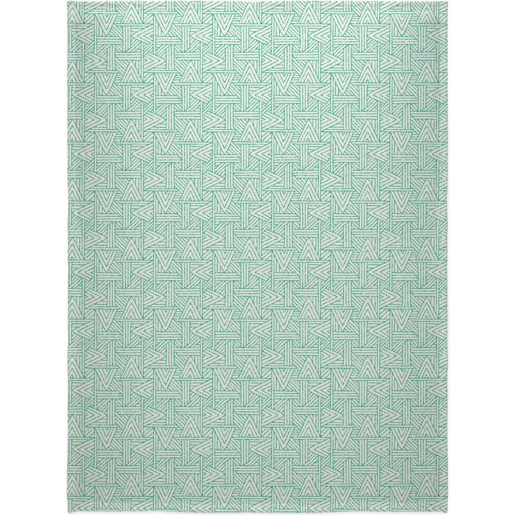 Angles - Green & White Blanket, Fleece, 60x80, Green, Classic Green