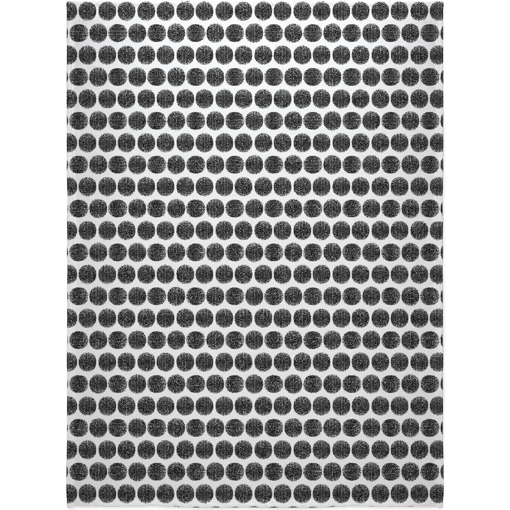 Tossed Spheres - Black and White Blanket, Fleece, 60x80, Black, Black