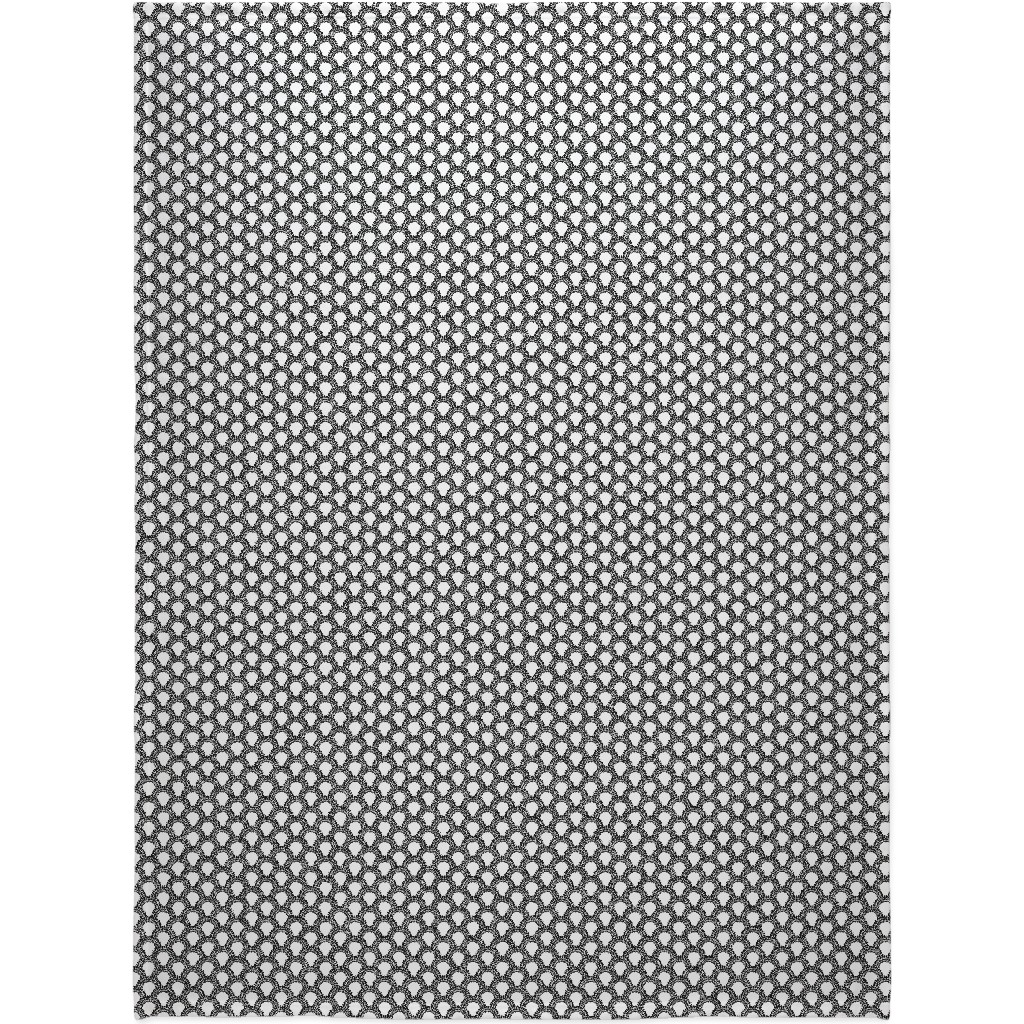 Scallops - Black and White Blanket, Fleece, 60x80, Black