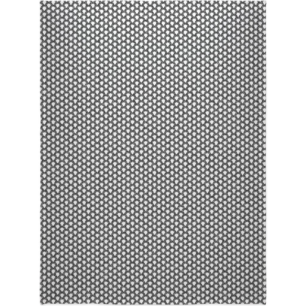 Scallops - Black and White Blanket, Fleece, 60x80, Black, Black
