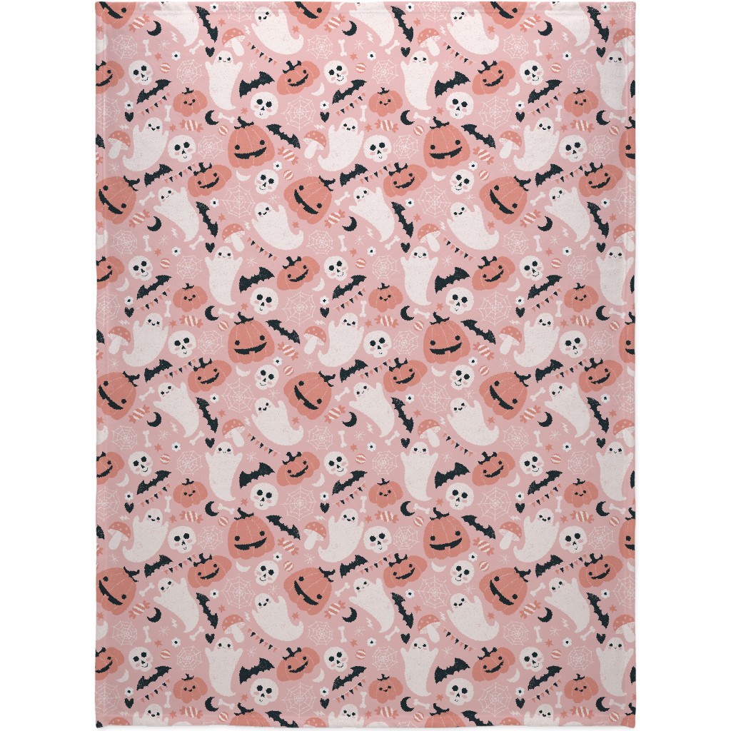 Non-Spooky Halloween - Pink Blanket, Fleece, 60x80, Pink