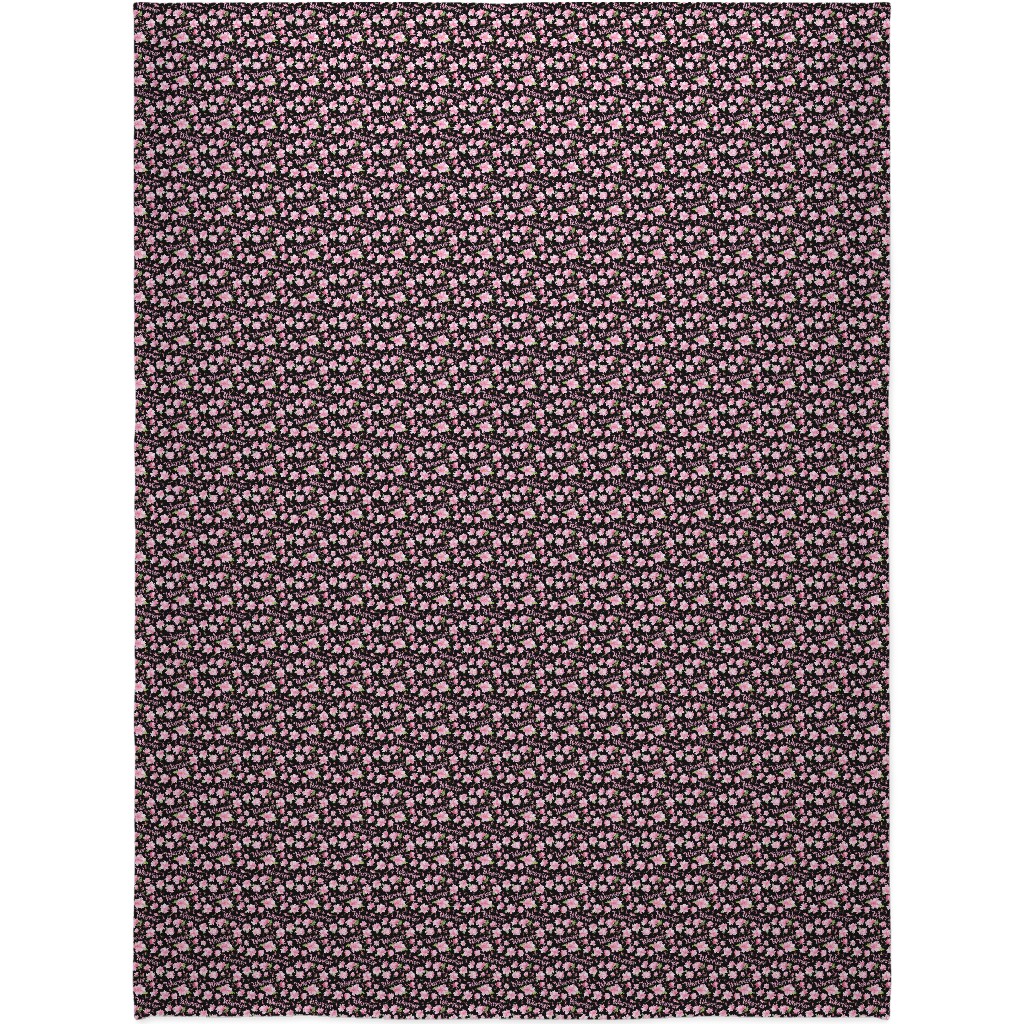 Warrior Pink Ribbon and Flowers - Pink Blanket, Fleece, 60x80, Pink, Bright Pink