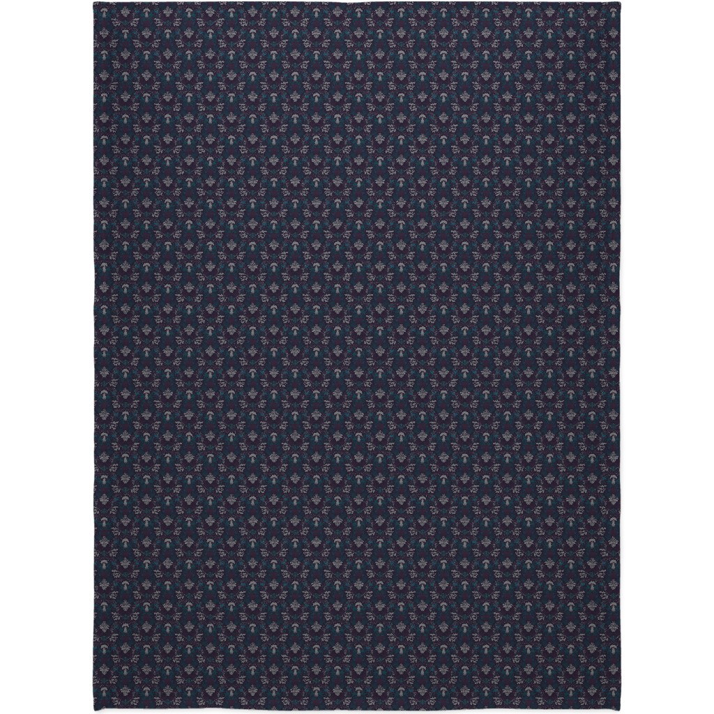 Mushroom Forest Damask Blanket, Fleece, 60x80, Multicolor