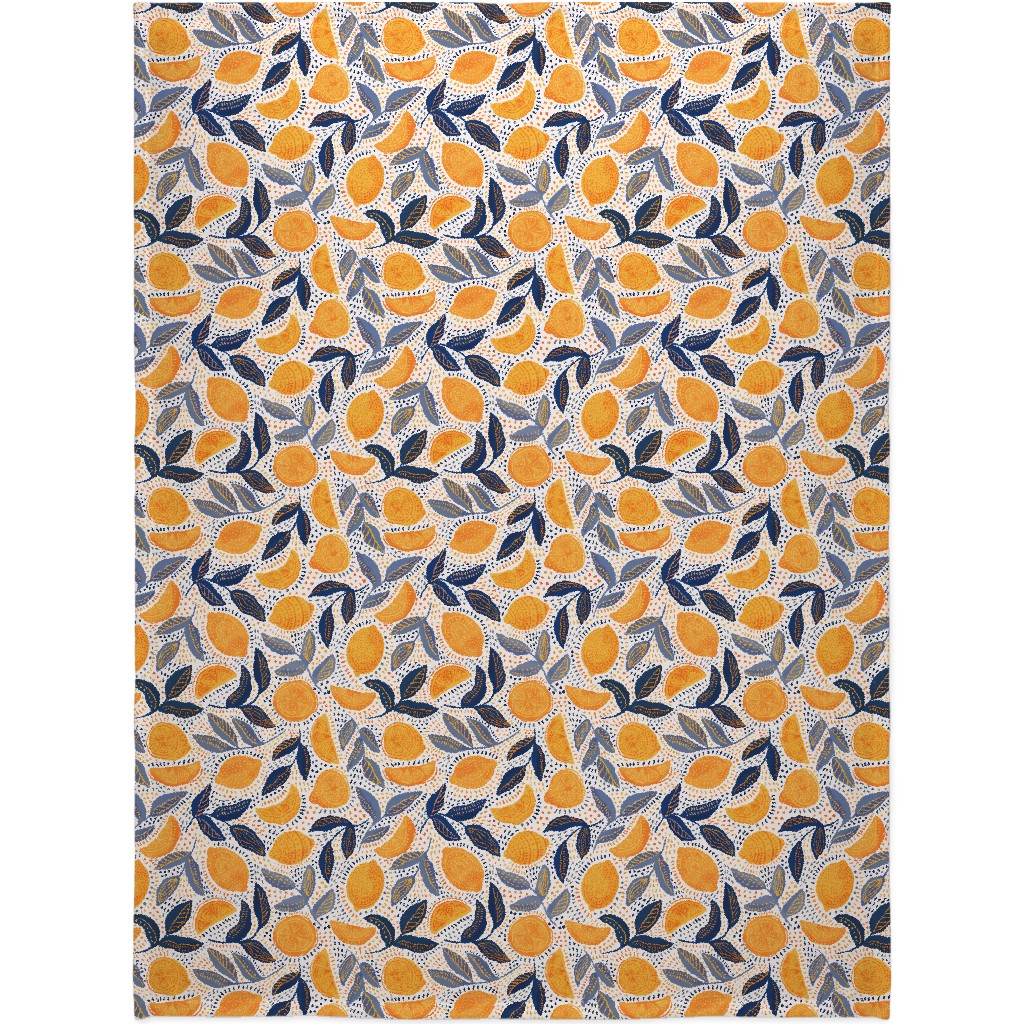 Give Me Those Lemons - Blue and Yellow Blanket, Fleece, 60x80, Yellow