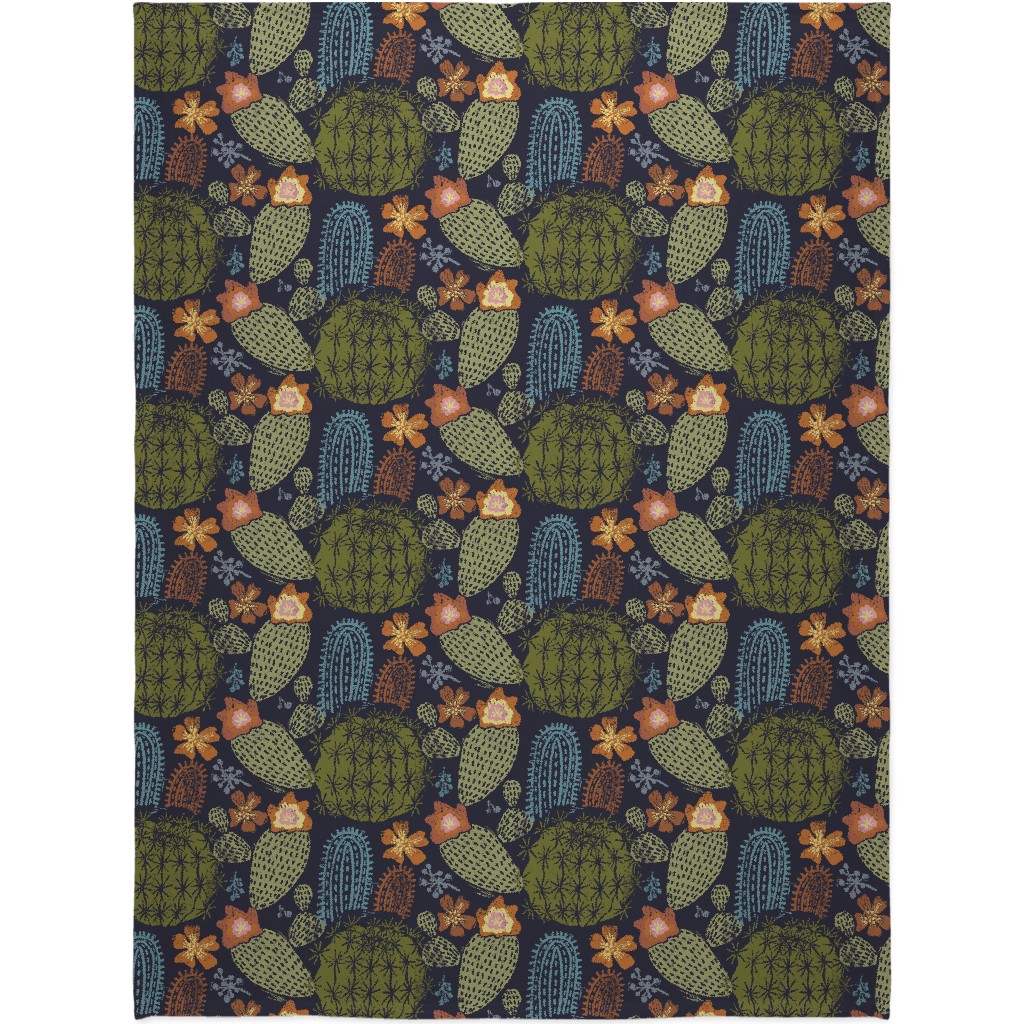 Cactus Garden - Dark Blanket, Fleece, 60x80, Green