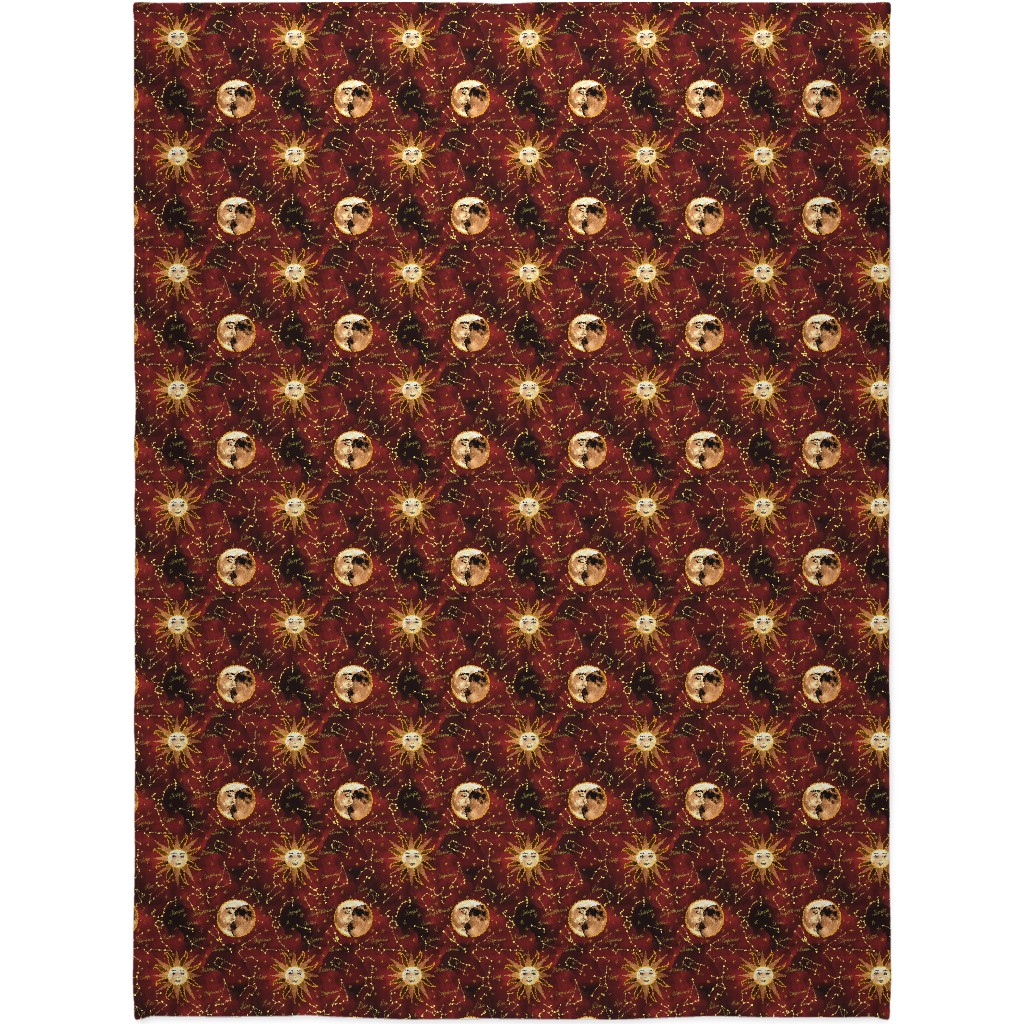 Celestial Star Signs Blanket, Fleece, 60x80, Red, Spanish Red