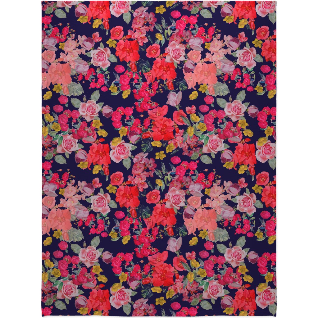 Antique Floral Print - Multi Blanket, Fleece, 60x80, Multicolor