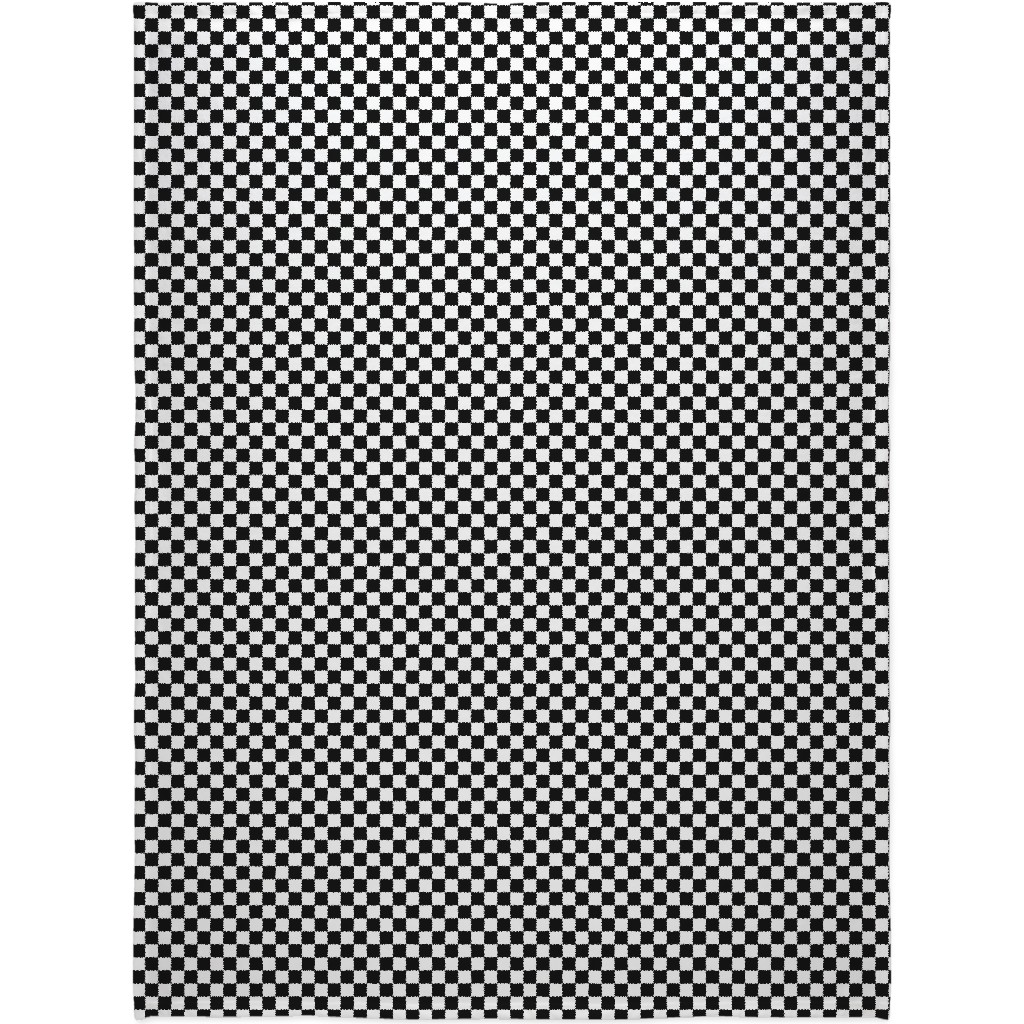 Checker - Black and White Blanket, Fleece, 60x80, Black