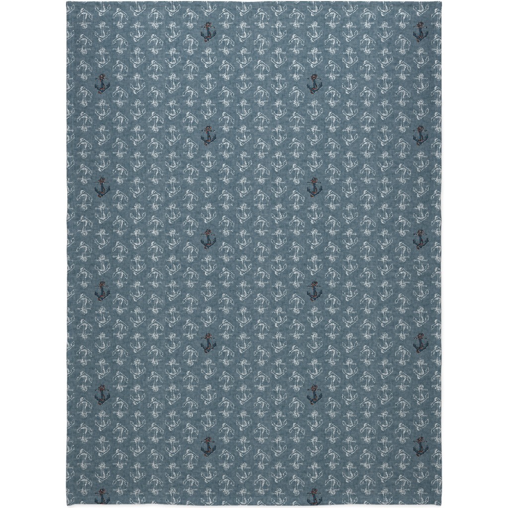 Anchors Away - Textured Blue Blanket, Fleece, 60x80, Blue