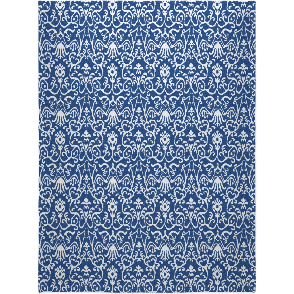 Lucette Ikat - Navy Blanket, Fleece, 60x80, Blue