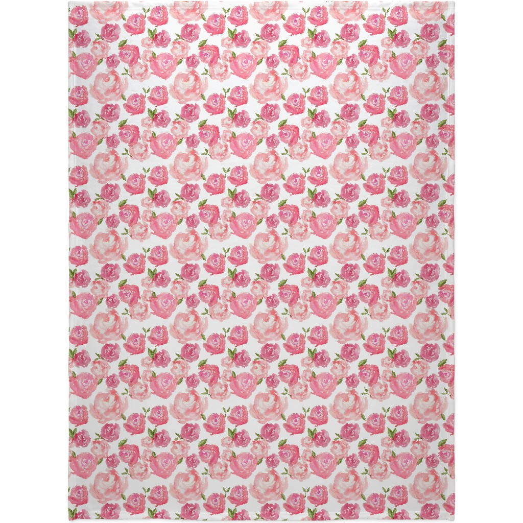 Watercolor Floral Blanket, Fleece, 60x80, Pink