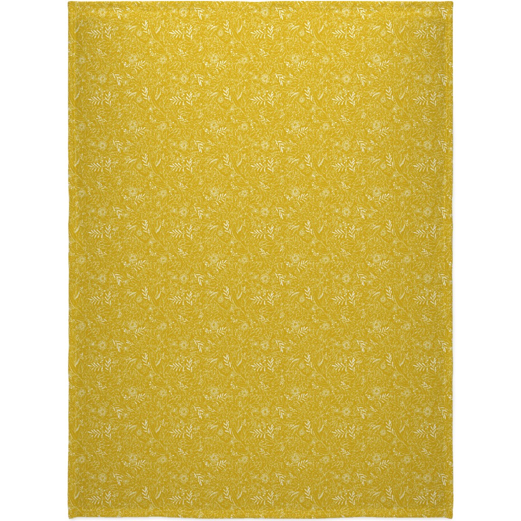 Botanical Floral Sketchbook - Yellow Blanket, Fleece, 60x80, Yellow