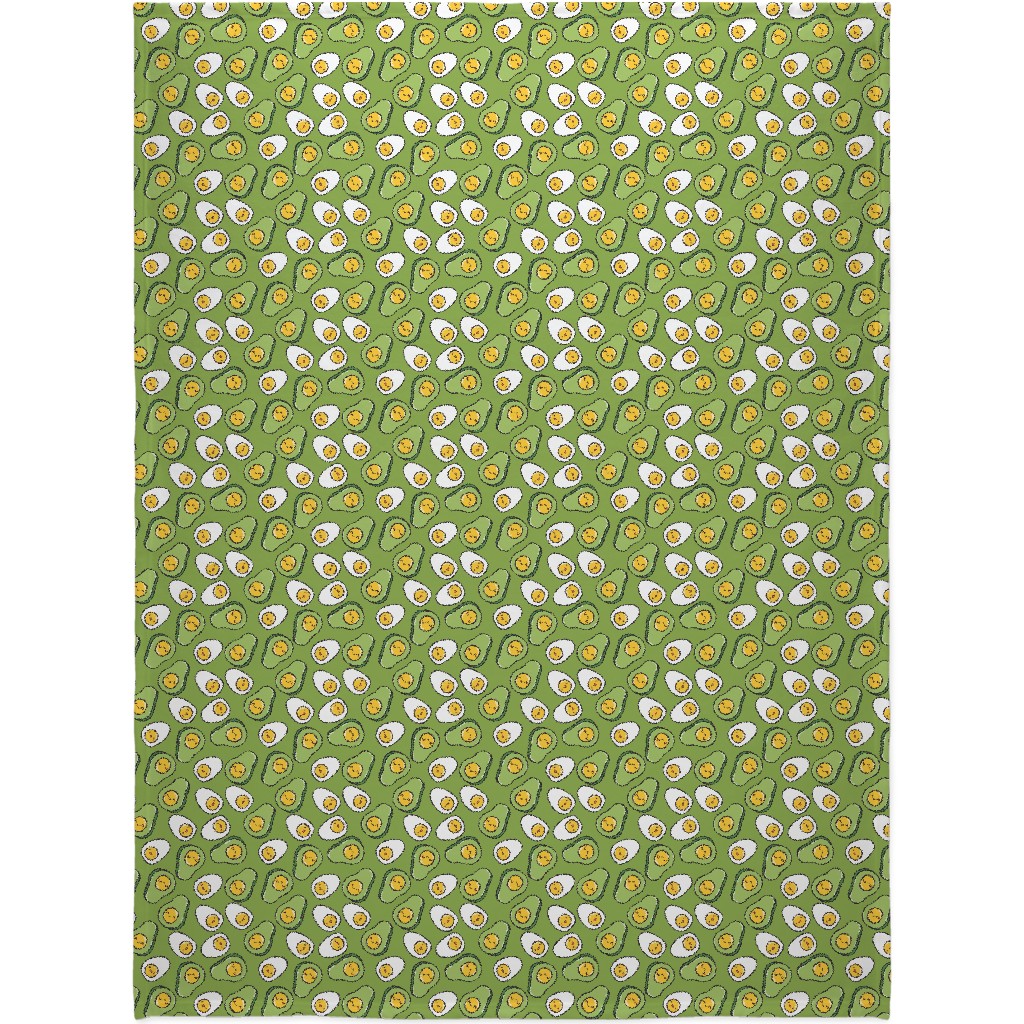 Cute Egg and Avocado - Green Blanket, Fleece, 60x80, Green