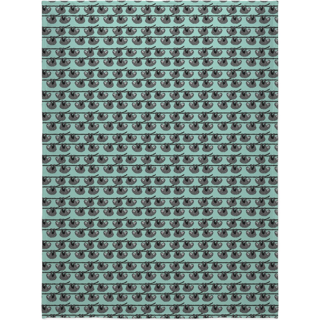 Sloth - Mint Blanket, Fleece, 60x80, Green