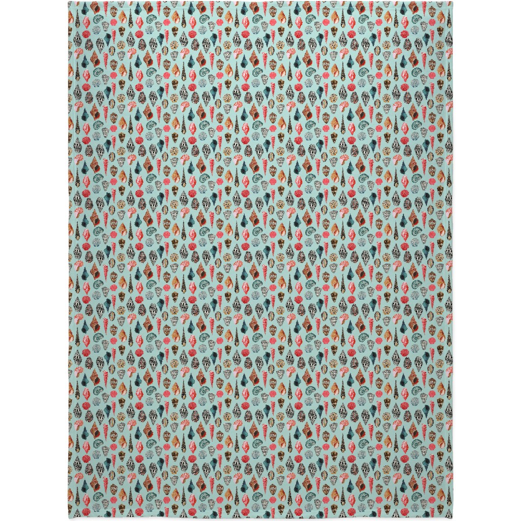 Seashells Beach Summer - Mint Blanket, Fleece, 60x80, Multicolor
